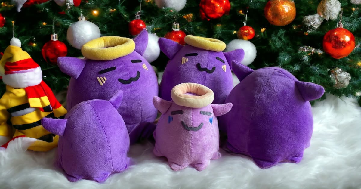 Purple Halo Octopus Plush | VTuber Inspired Cute Plush Toy | Handmade Soft Collectible Gift