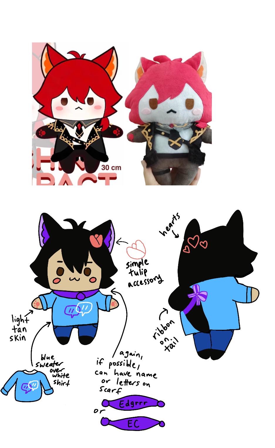 Custom Doll Plush from Photos, Drawing