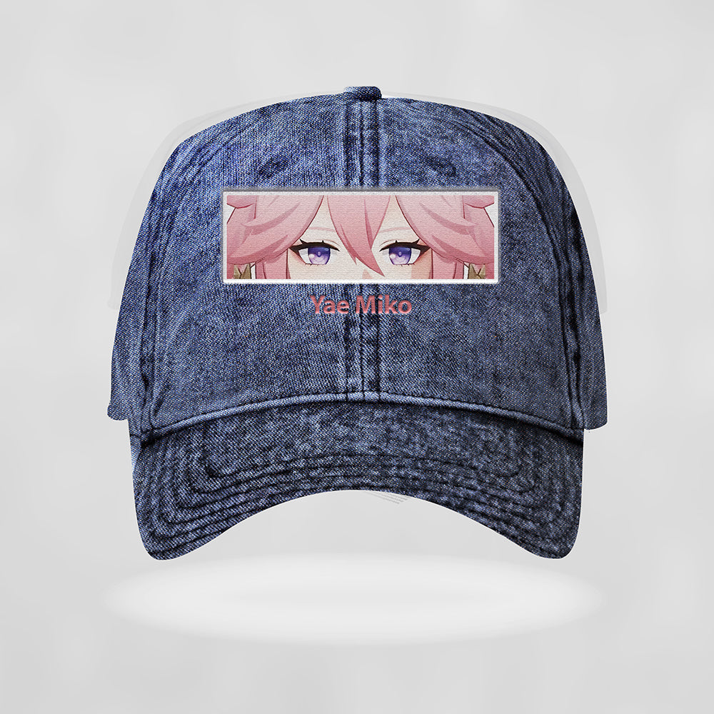 Yae Miko Genshin Impact Embroided Hat, Yae Miko Sakura Genshin Impact Embroidery Hat, Christmas Gift, Birthday Gifts - EH0003