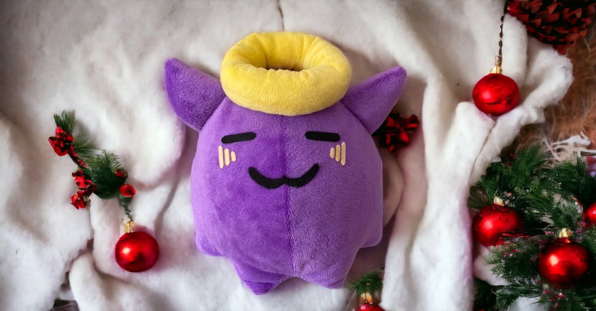 Purple Halo Octopus Plush | VTuber Inspired Cute Plush Toy | Handmade Soft Collectible Gift