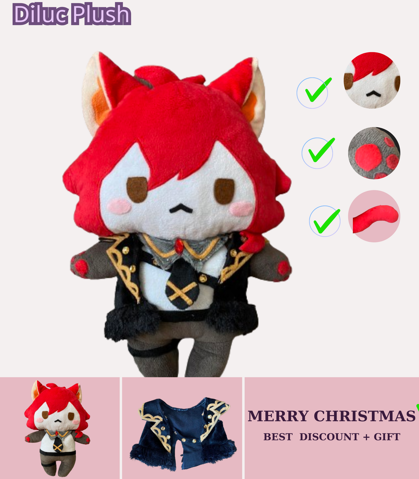 Diluc Genshin Impact Plush