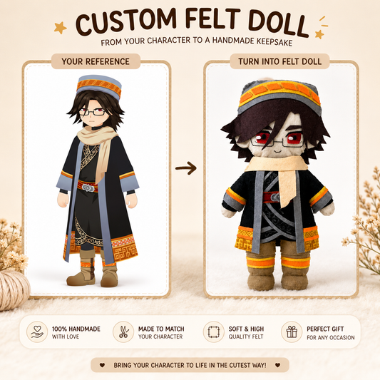 Custom Felt Doll from Your Character | Handmade Plush Gift