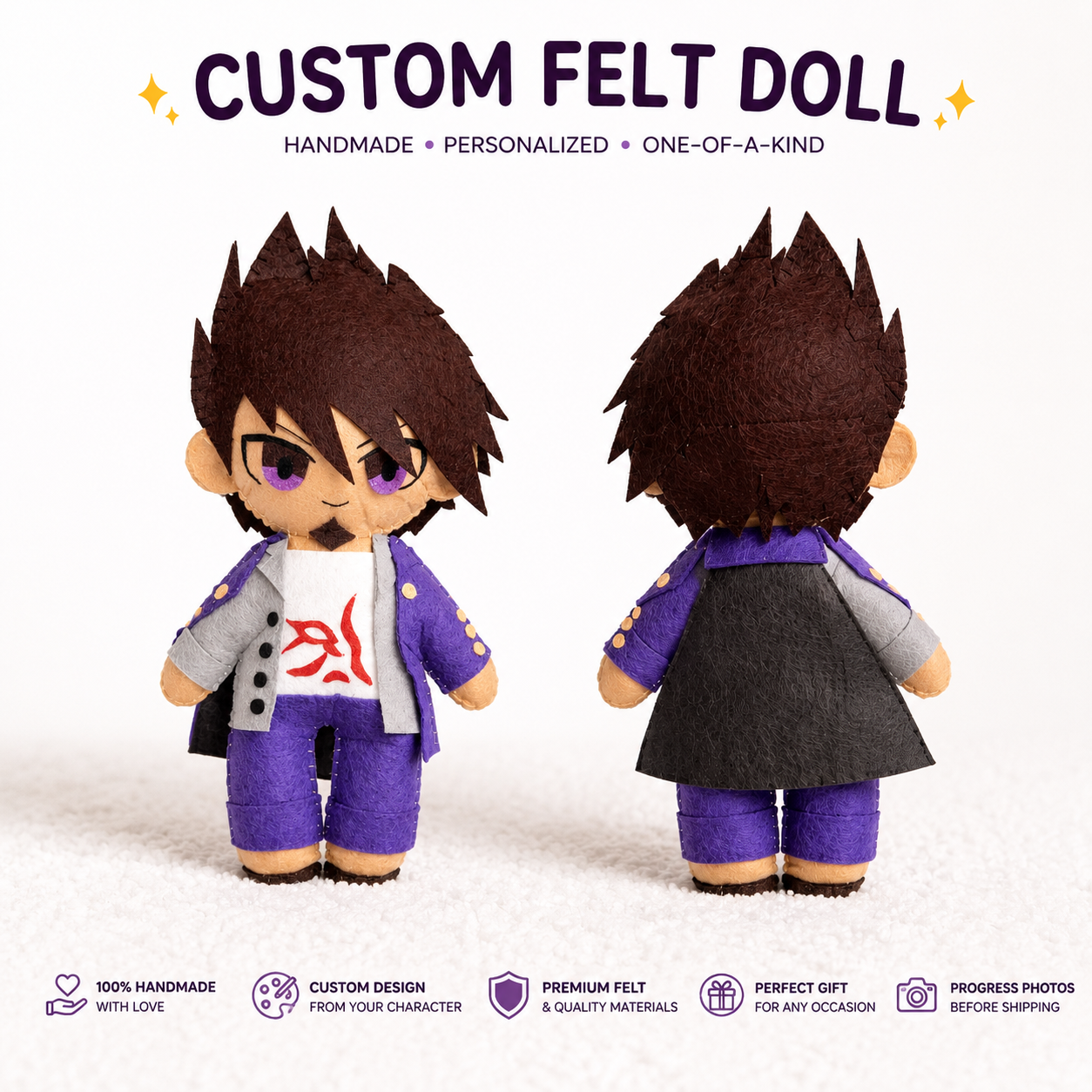 Custom Felt Doll from Your Character | Handmade Plush Gift