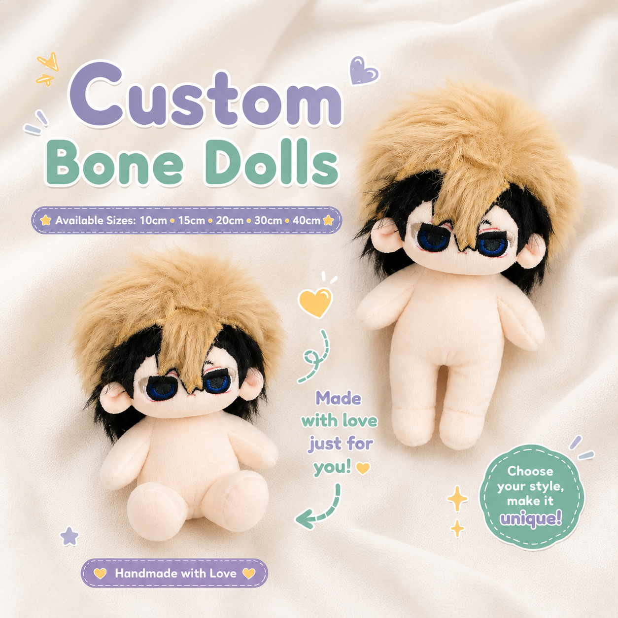 Custom Cotton Doll Base | Personalized Plush Doll Body