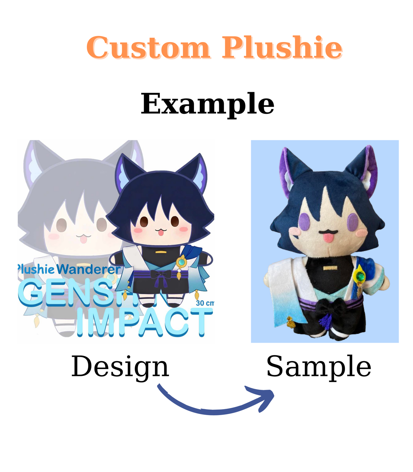Custom Doll Plush from Photos, Drawing