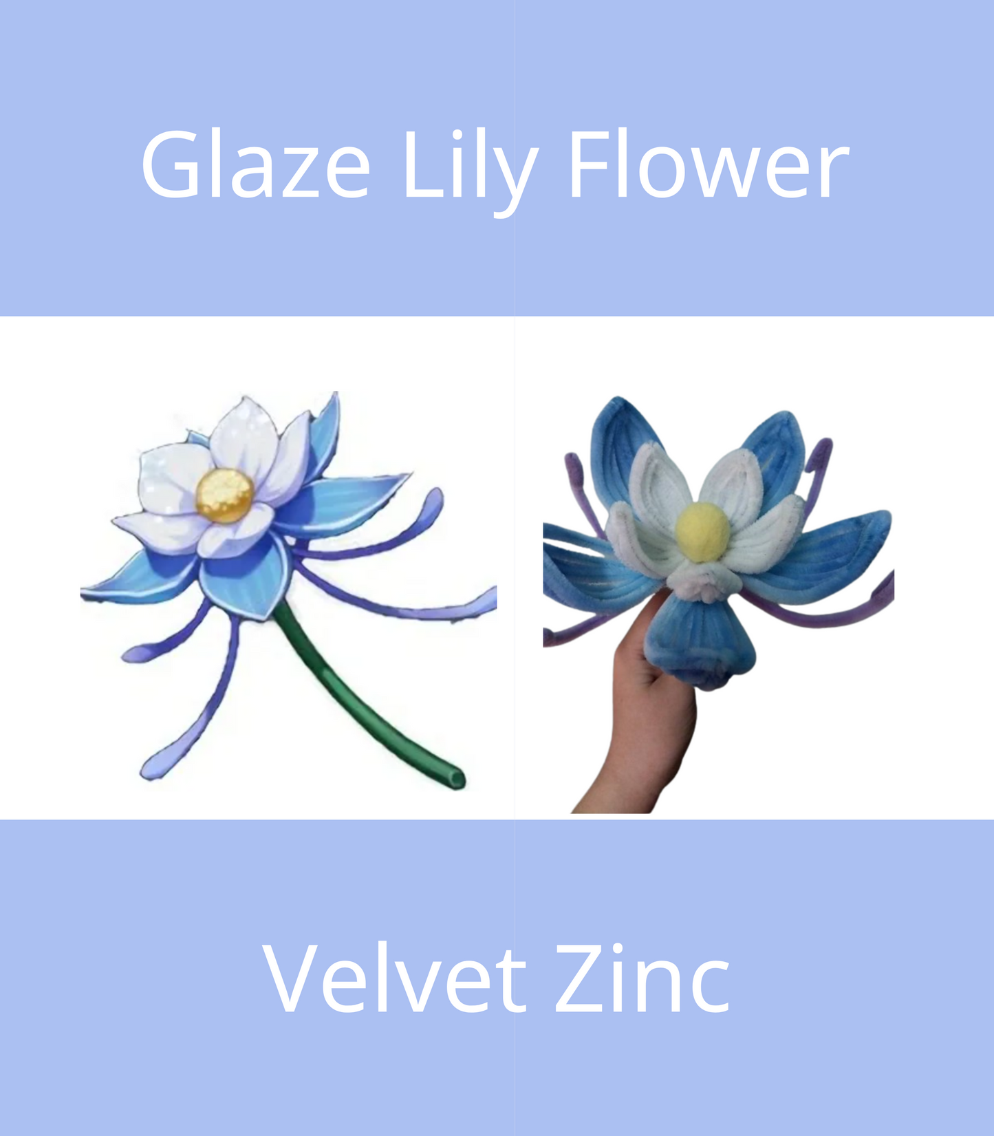 Genshin Inspired Flower, Handmade Flower Velvet Zinc
