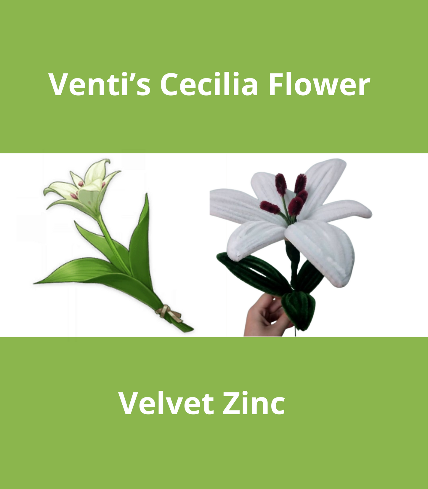 Genshin Inspired Flower, Handmade Flower Velvet Zinc