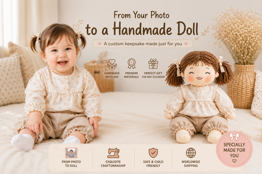 Custom Rag Doll from Photo | Personalized Handmade Cloth Doll | Baby Keepsake Gift